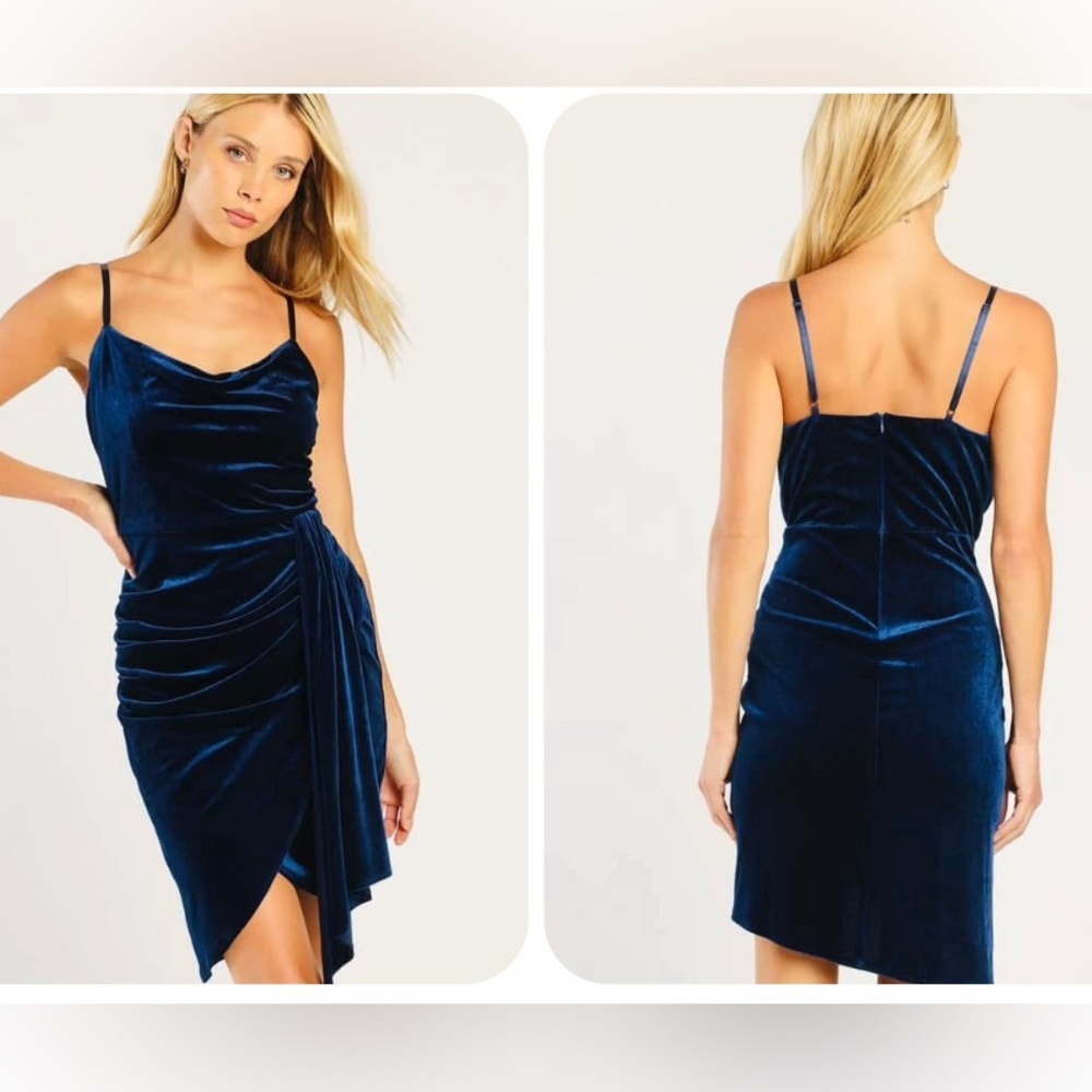 Lulu's Navy Velvet Mini Dress